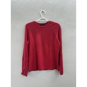 Lands End Womens Sweater Size Medium Red Pullover Cashmere Long Sleeve NWTs